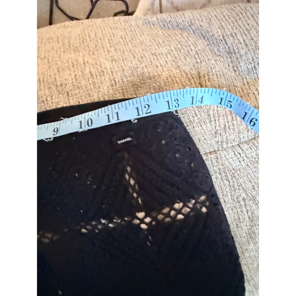 Chanel 04S Black Pointelle Knit Lace Hem Skirt P23323V01585 Size 38 - Picture 6 of 7